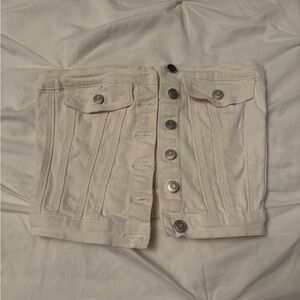 White denim Button-Up Denim Corset Top